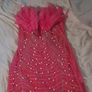 Nice casual night out dress with pearls all over the dress  with fur added